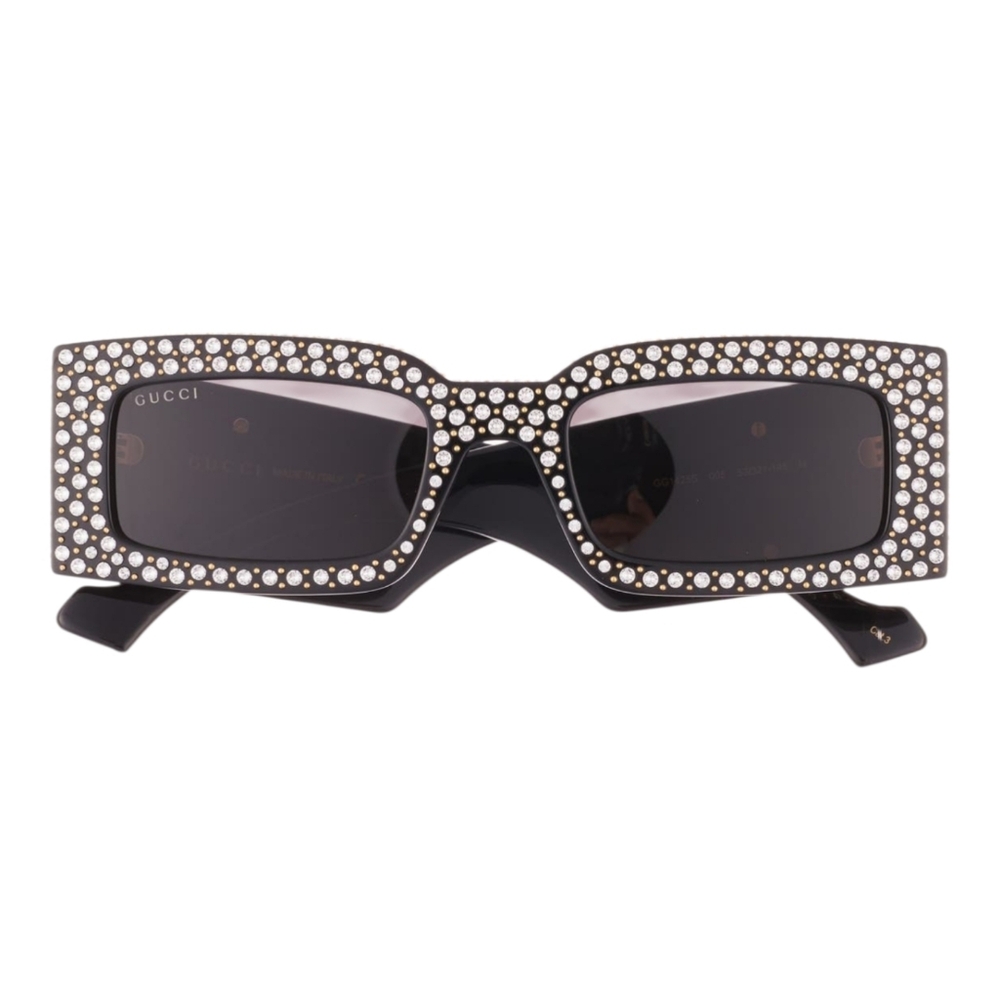 Gucci Designer Rhinstone Diamonds Rectangular Black New Sunglasses - Picture 11 of 14